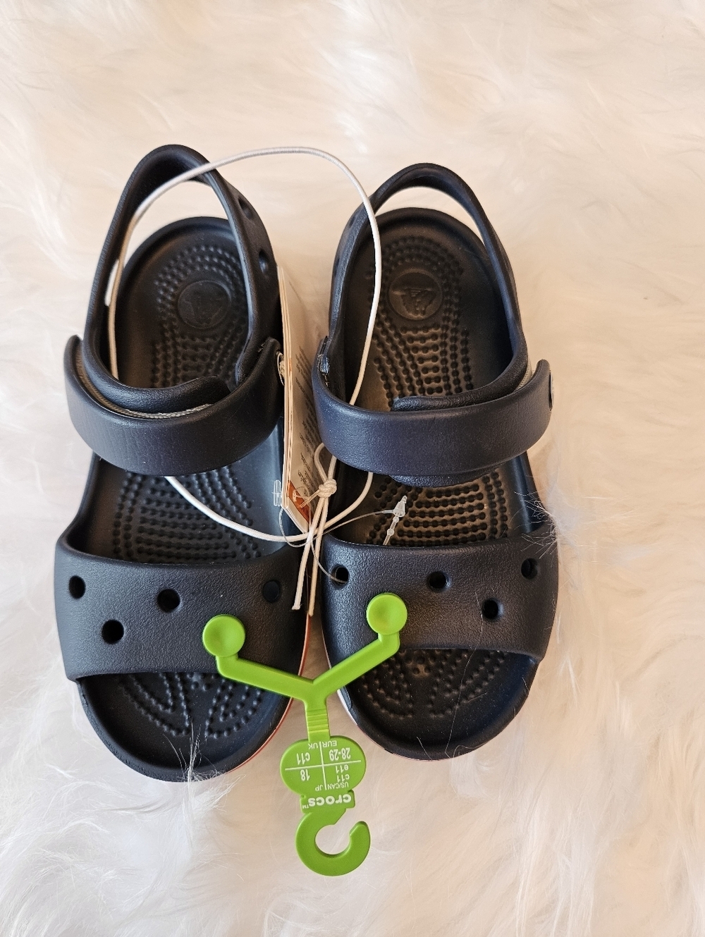 NWT Crocs Kids' Bayaband Sandal - Navy / Pepper - Velcro Strap, Size C 11